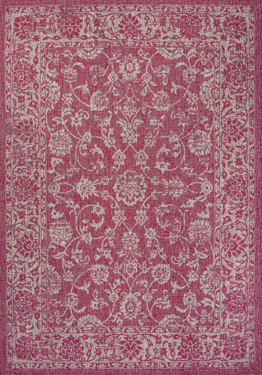 Fuchsia And Light Gray Medallion Indoor Outdoor Area Rug Photo 1