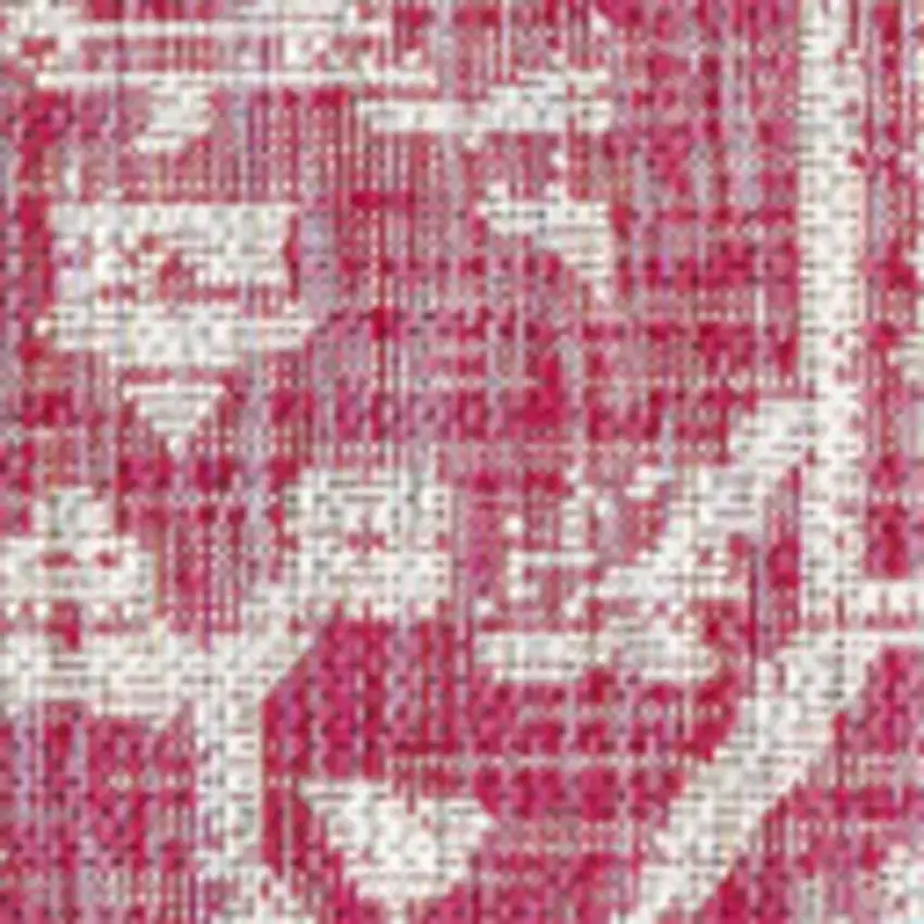 Fuchsia And Light Gray Medallion Indoor Outdoor Area Rug Photo 2