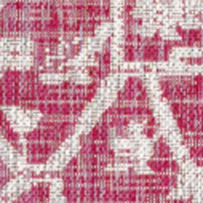Fuchsia And Light Gray Medallion Indoor Outdoor Area Rug Photo 2