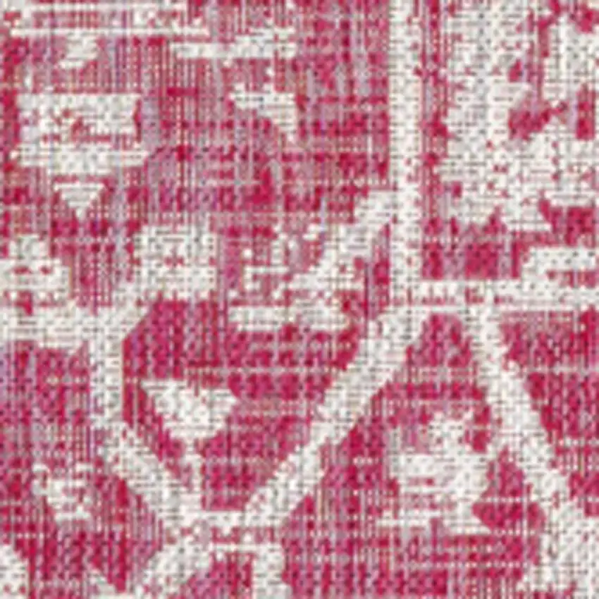 Fuchsia And Light Gray Medallion Indoor Outdoor Area Rug Photo 2