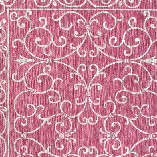 Fuchsia And Light Gray Medallion Indoor Outdoor Area Rug Photo 2