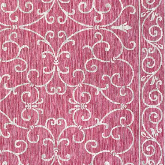Fuchsia And Light Gray Medallion Indoor Outdoor Area Rug Photo 2