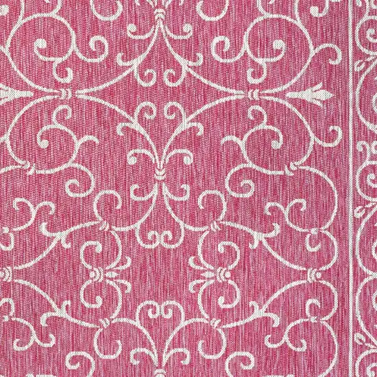 Fuchsia And Light Gray Medallion Indoor Outdoor Area Rug Photo 2