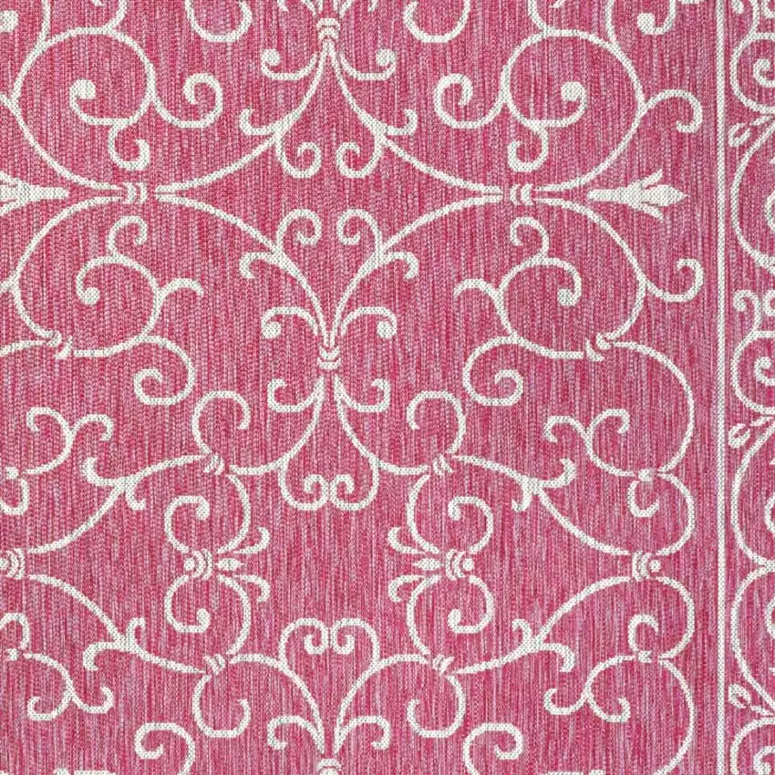 Fuchsia And Light Gray Medallion Indoor Outdoor Area Rug Photo 2