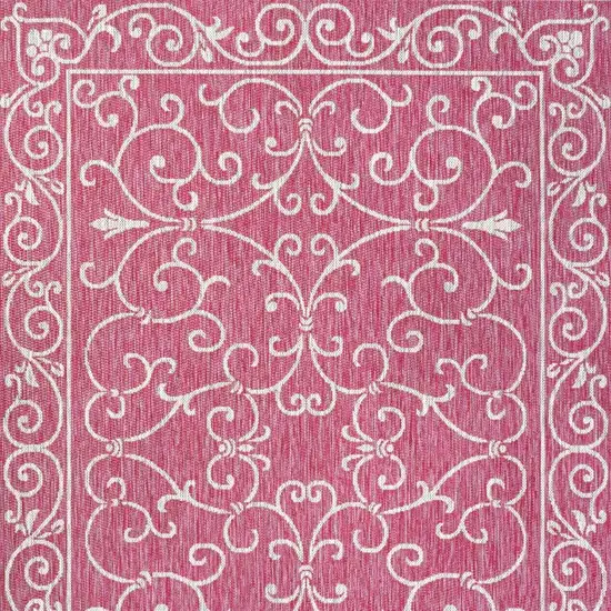 Fuchsia And Light Gray Medallion Indoor Outdoor Area Rug Photo 3
