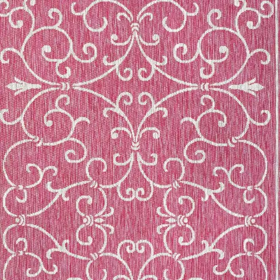Fuchsia And Light Gray Medallion Indoor Outdoor Area Rug Photo 2