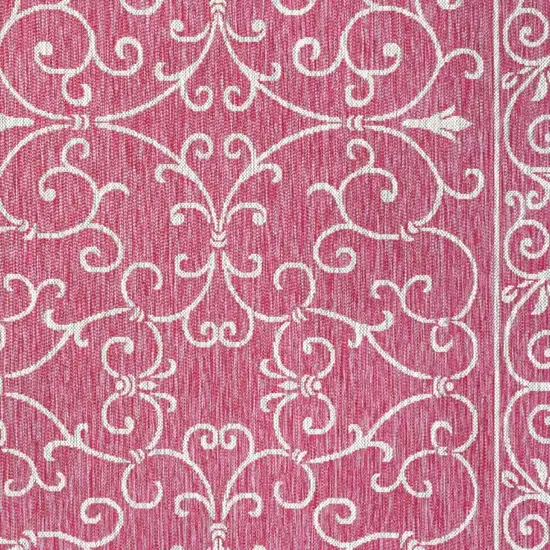 Fuchsia And Light Gray Medallion Indoor Outdoor Area Rug Photo 2