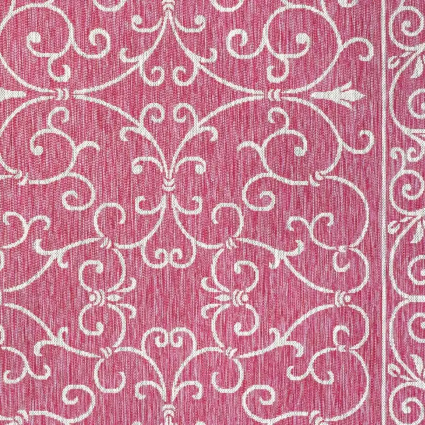 Fuchsia And Light Gray Medallion Indoor Outdoor Area Rug Photo 2