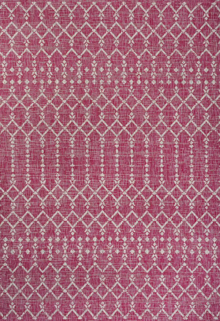 Fuchsia And Light Gray Trellis Indoor Outdoor Area Rug Photo 1