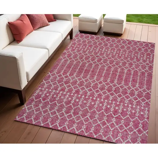 Fuchsia And Light Gray Trellis Indoor Outdoor Area Rug Photo 1