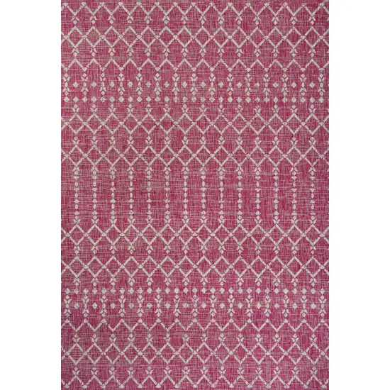 Fuchsia And Light Gray Trellis Indoor Outdoor Area Rug Photo 1