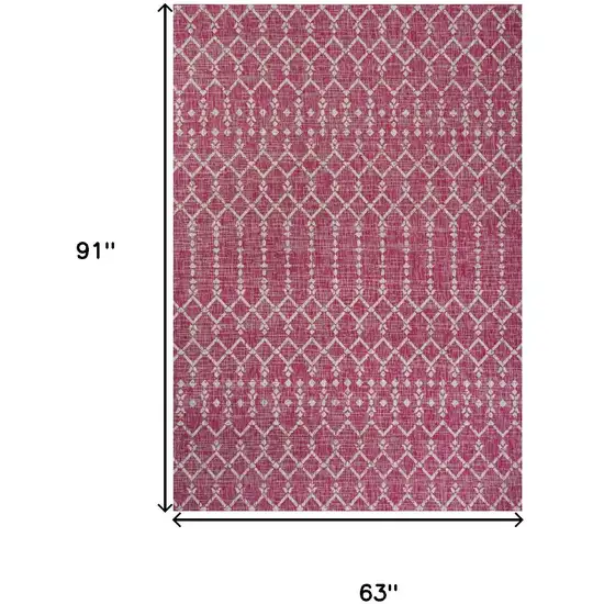 Fuchsia And Light Gray Trellis Indoor Outdoor Area Rug Photo 4