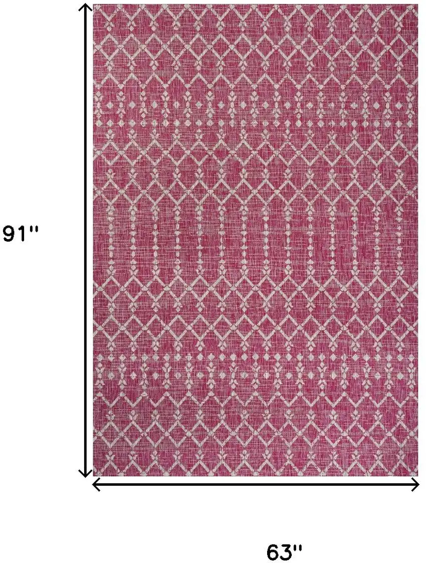 Fuchsia And Light Gray Trellis Indoor Outdoor Area Rug Photo 4