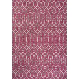 Photo of Fuchsia And Light Gray Trellis Indoor Outdoor Area Rug