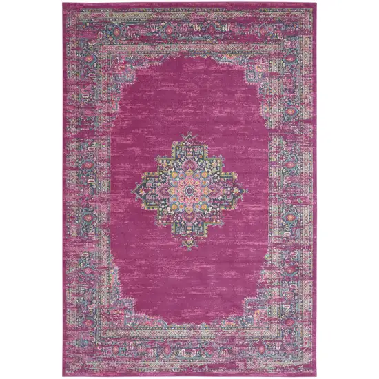 Fuchsia Floral Power Loom Area Rug Photo 2
