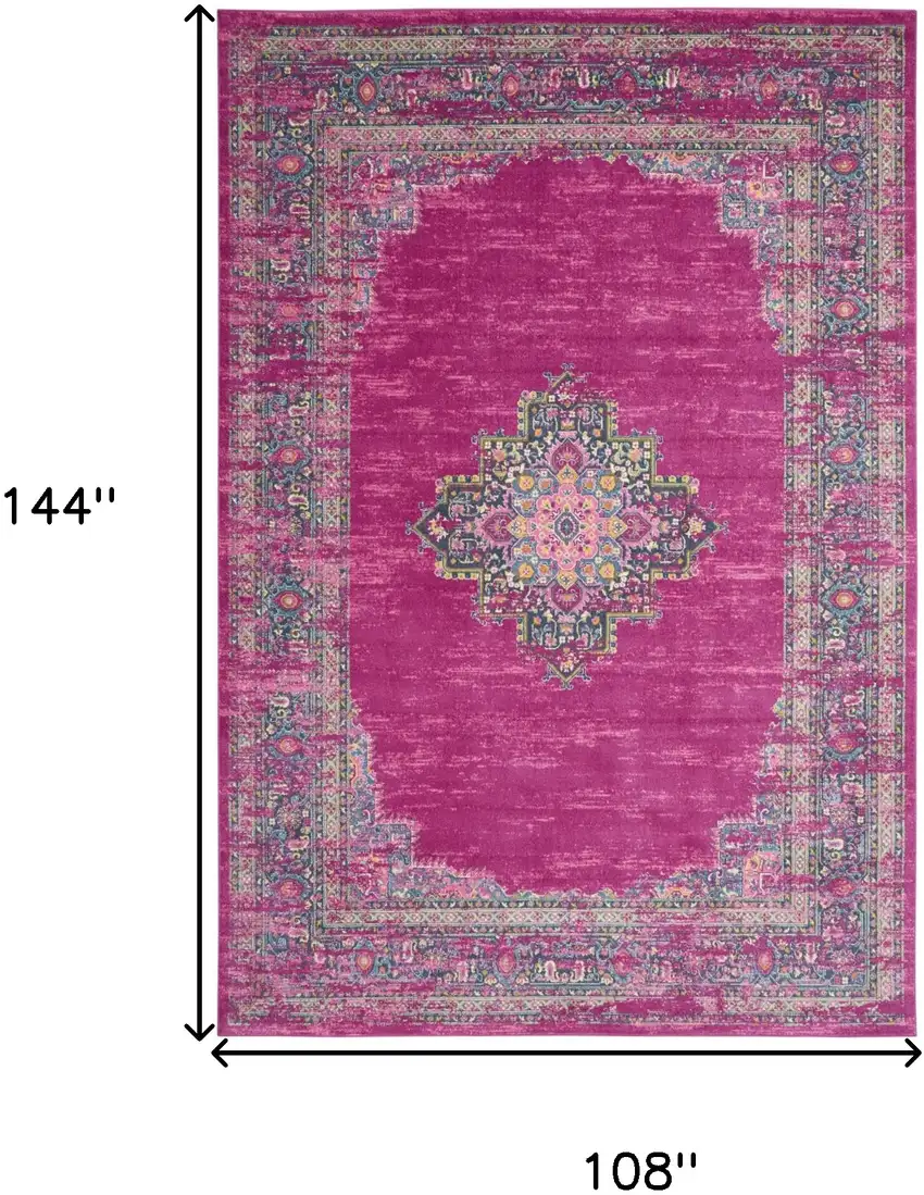 Fuchsia Floral Power Loom Area Rug Photo 9