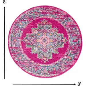 Photo of Fuchsia and Blue Distressed Area Rug