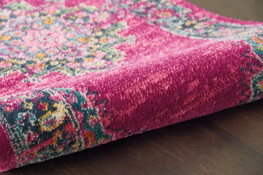 Fuchsia and Blue Distressed Runner Rug Photo 4