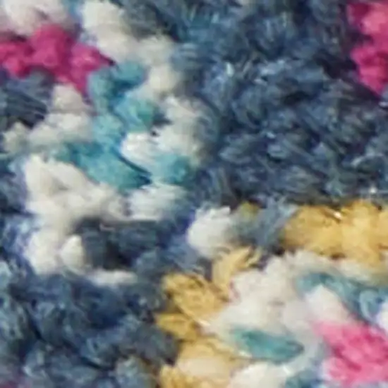 8' Fuchsia And Blue Oriental Distressed Runner Rug Photo 3