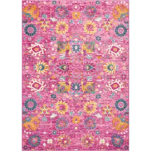 Photo of Fuchsia and Orange Distressed Area Rug