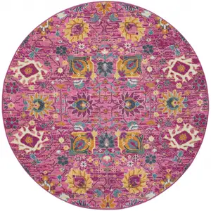 Photo of Fuchsia and Orange Distressed Area Rug
