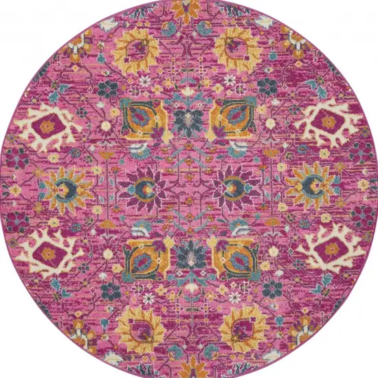 Fuchsia and Orange Distressed Area Rug Photo 9