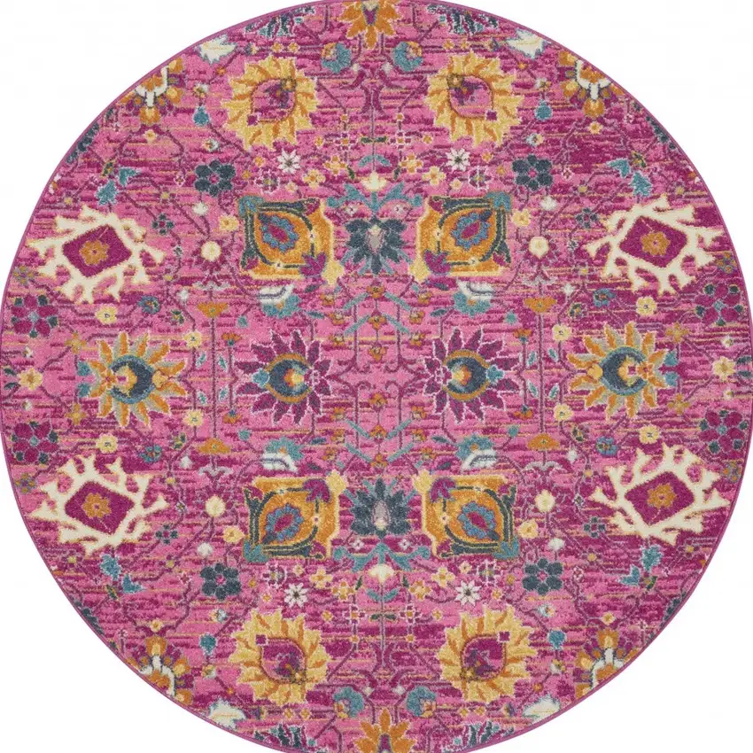 Fuchsia and Orange Distressed Area Rug Photo 9