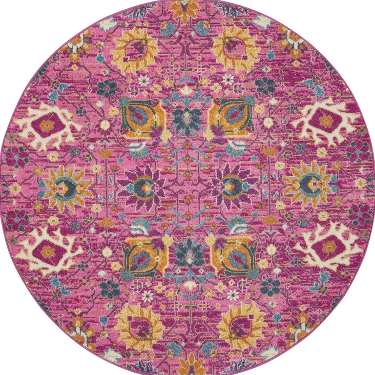 Fuchsia and Orange Distressed Area Rug Photo 3