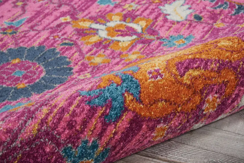 Fuchsia Floral Power Loom Area Rug Photo 5