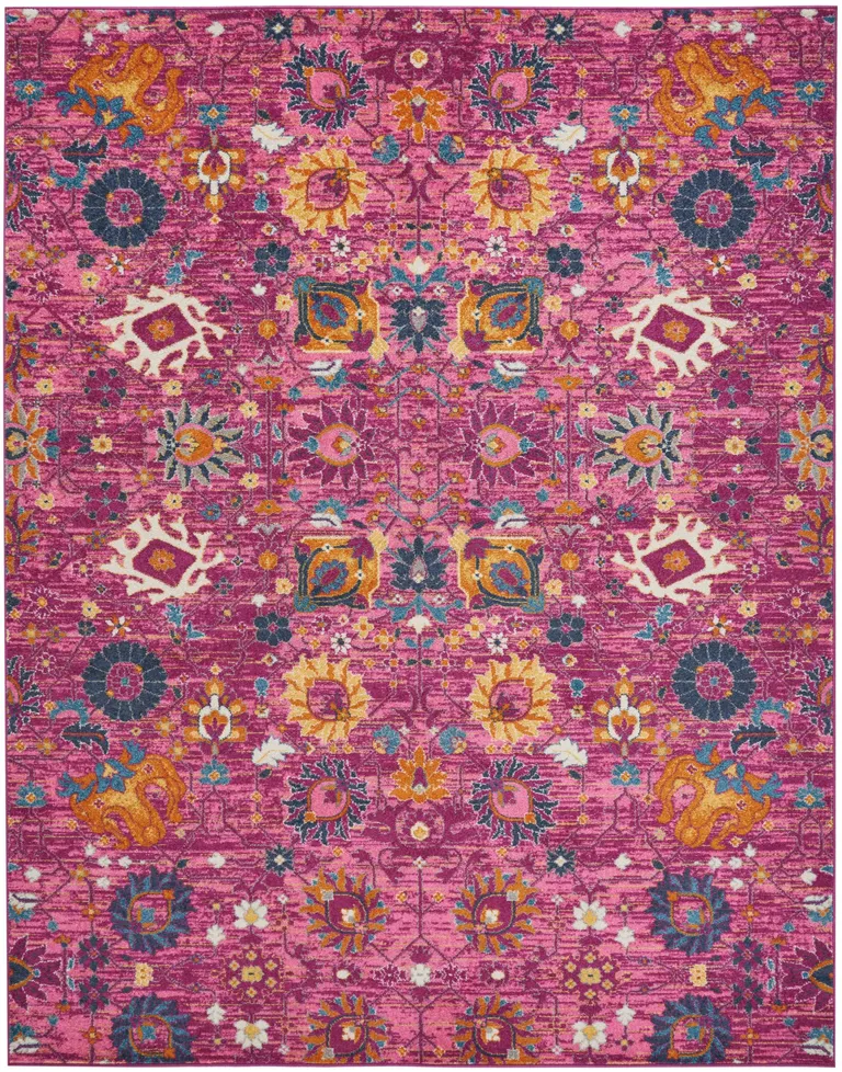 Fuchsia and Orange Distressed Area Rug Photo 5