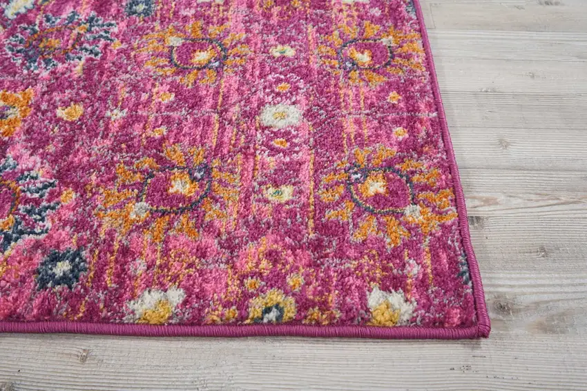 Fuchsia and Orange Distressed Runner Rug Photo 5