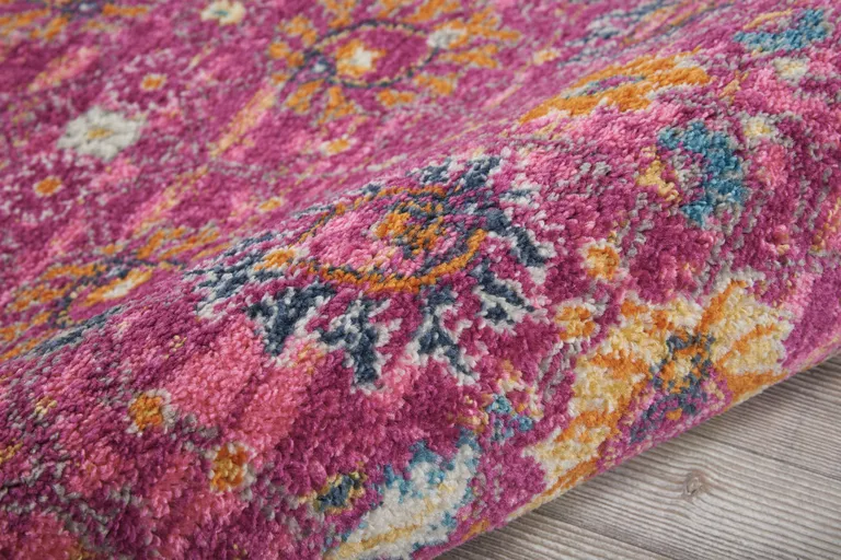 Fuchsia and Orange Distressed Runner Rug Photo 3