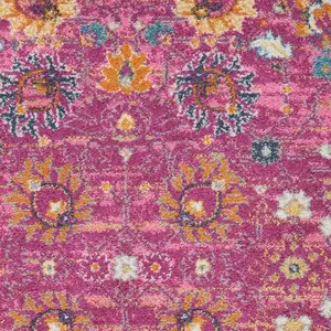 Photo of Fuchsia and Orange Distressed Runner Rug