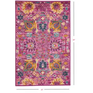 Photo of Fuchsia and Orange Distressed Scatter Rug