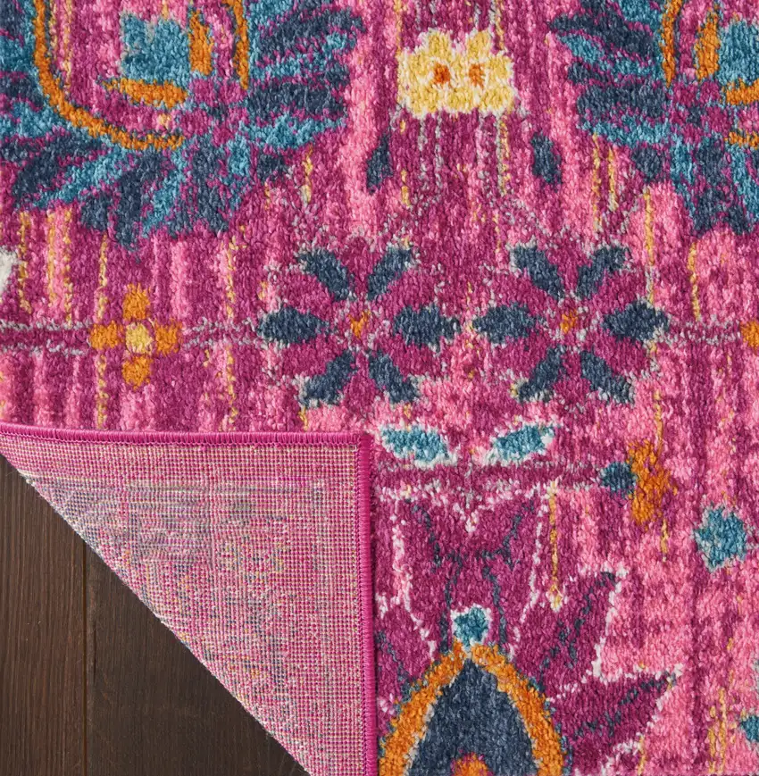 Fuchsia Floral Power Loom Area Rug Photo 5