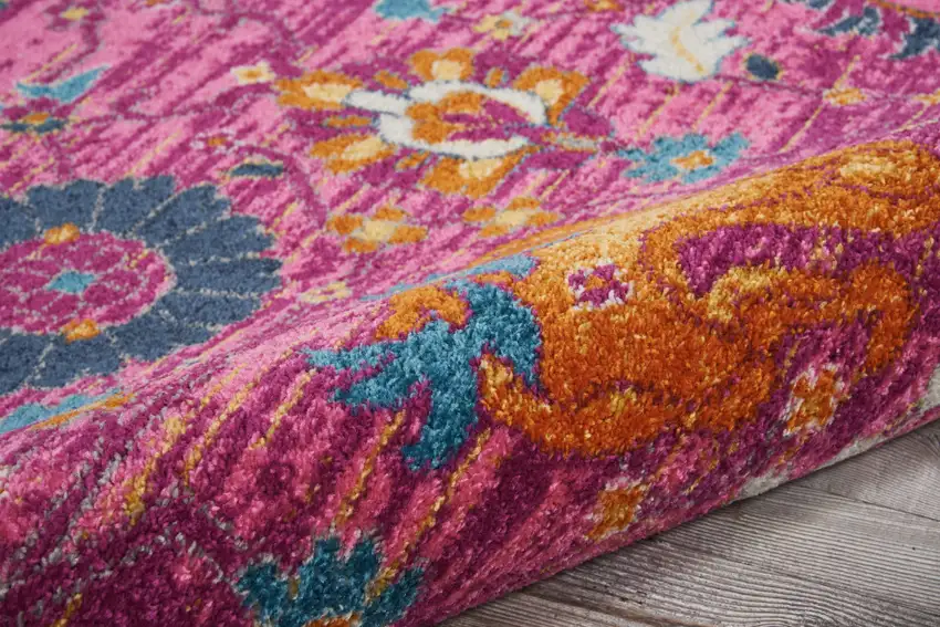 Fuchsia Floral Power Loom Area Rug Photo 6