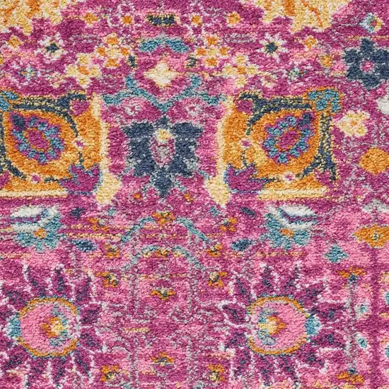 Fuchsia And Orange Floral Distressed Area Rug Photo 8