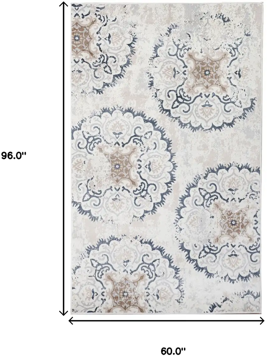 Geometric Medallion Stain Resistant Area Rug Photo 9