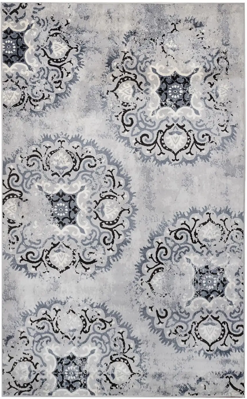 Geometric Medallion Stain Resistant Area Rug Photo 1