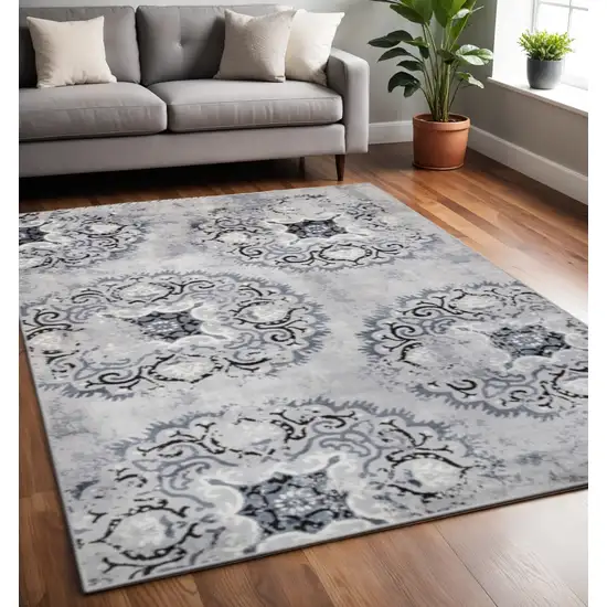 Gray And Silver Geometric Area Rug Photo 1