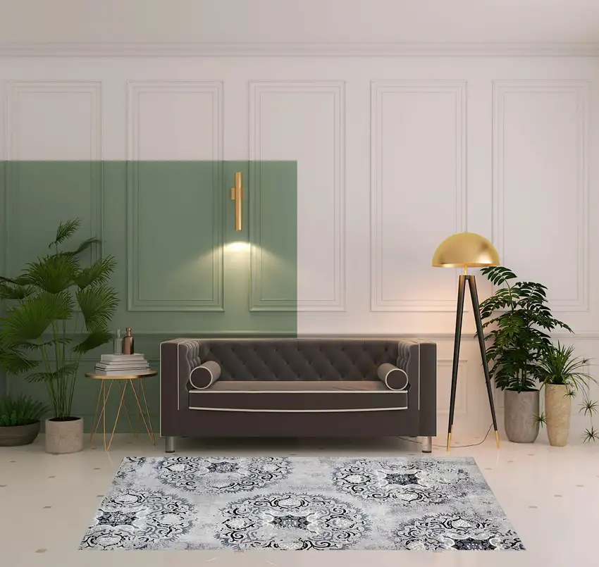 Geometric Medallion Stain Resistant Area Rug Photo 9