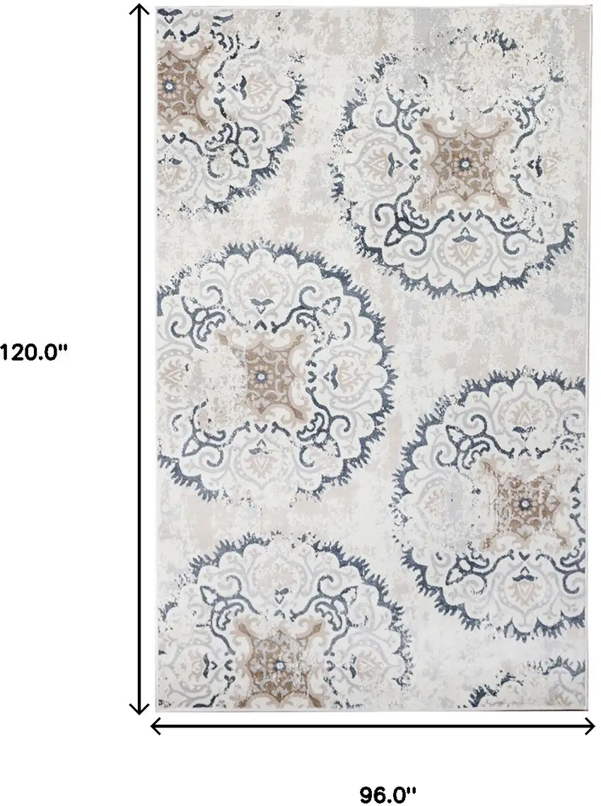Geometric Medallion Stain Resistant Area Rug Photo 9