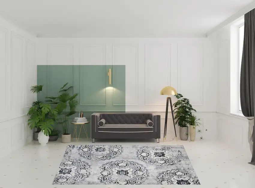 Geometric Medallion Stain Resistant Area Rug Photo 9