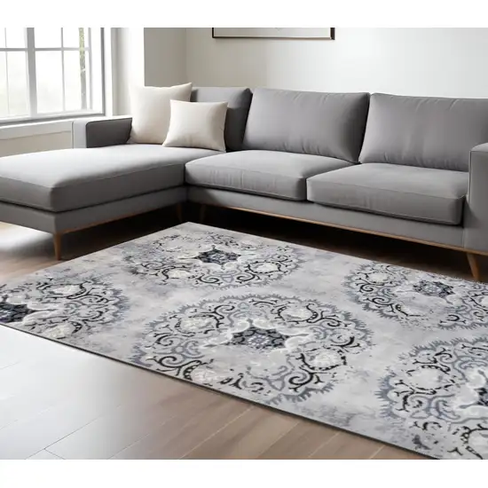 Gray And Silver Geometric Area Rug Photo 1