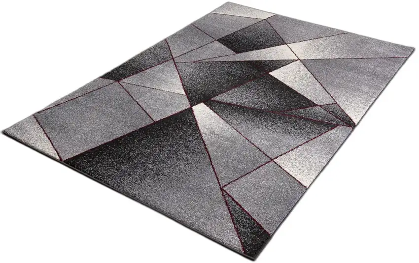 2' X 8' Grey Blue Geometric Power Loom Stain Resistant Area Rug Photo 1