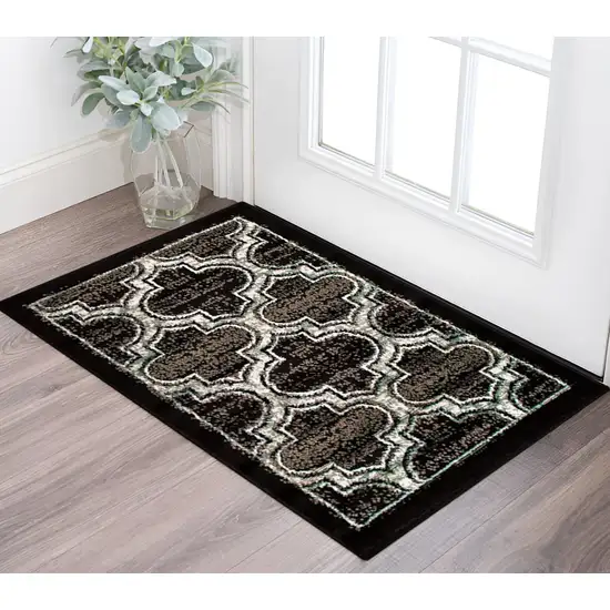 Black Geometric Stain Resistant Area Rug Photo 1