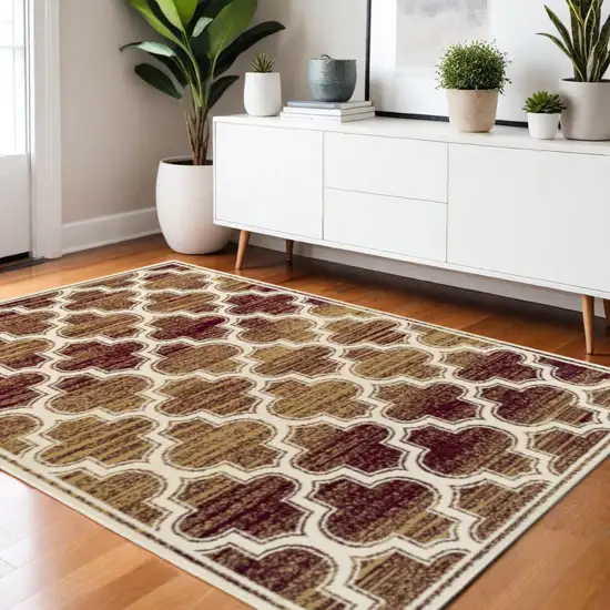 Brown And Ivory Geometric Area Rug Photo 1