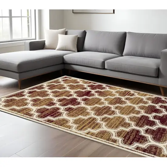 Brown And Ivory Geometric Area Rug Photo 1