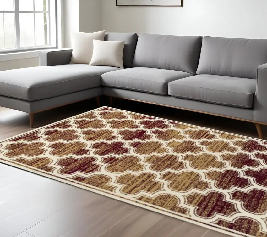 Brown And Ivory Geometric Area Rug Photo 1