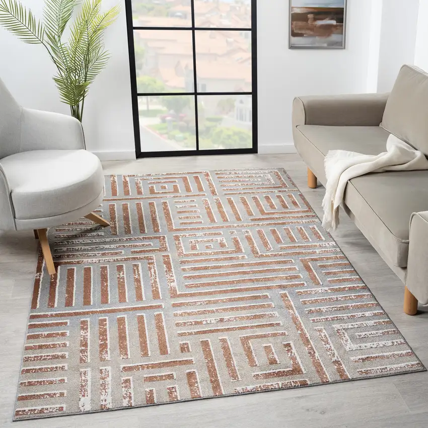 Geometric Washable Area Rug Photo 6